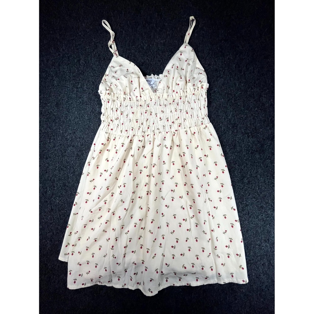 Princess Polly Mini Dress Womens 10 Cream Floral Smocked Spaghetti Strap Beach
